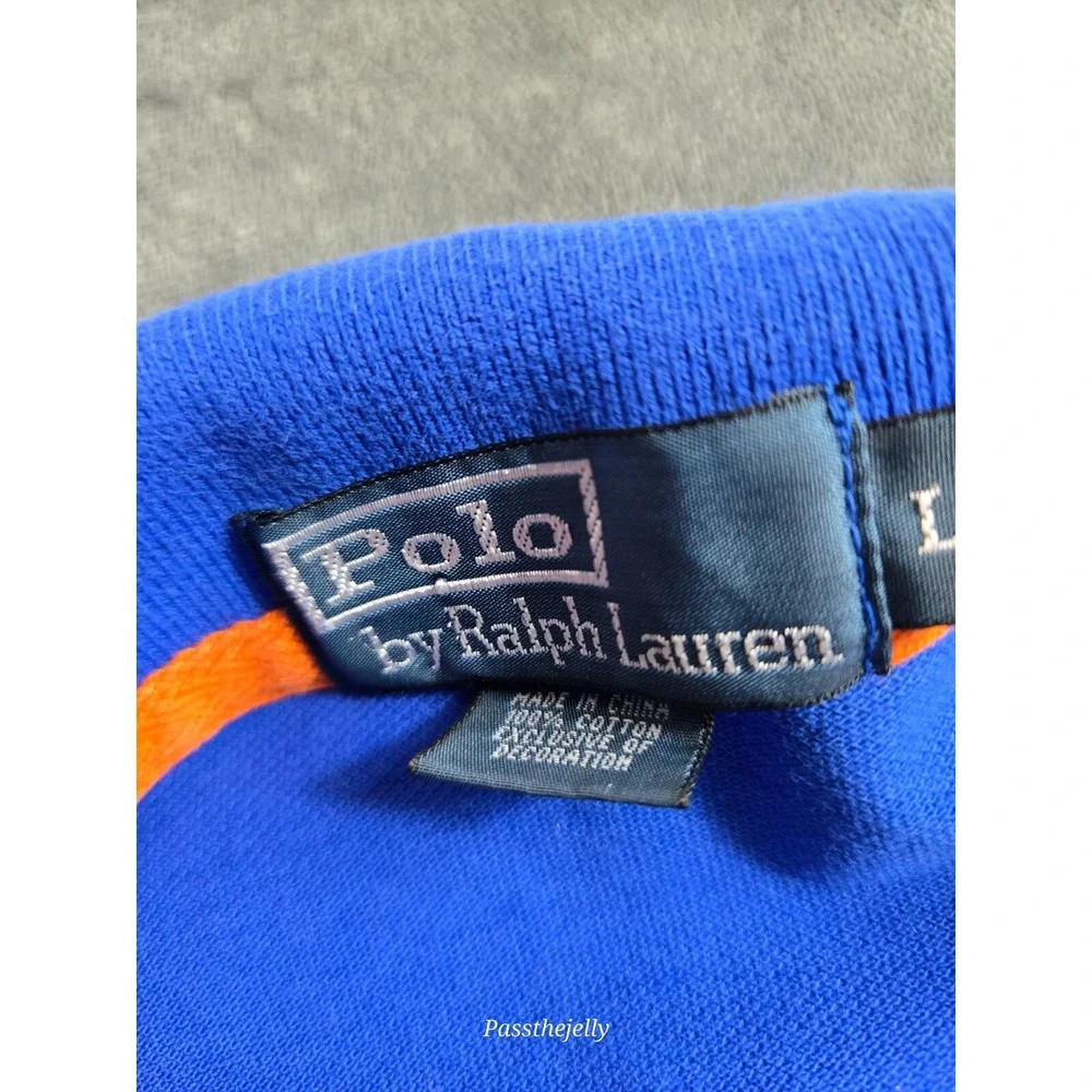 Vtg Polo Ralph Lauren Shirt Mens Large Big Crest‎ Blue Jockey Club Golf Y2K